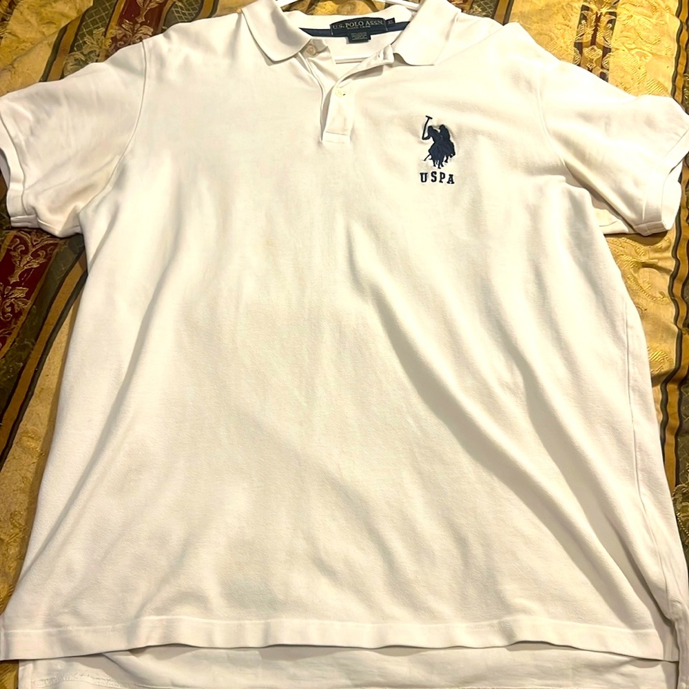 🔥WHITE U.S. POLO "EMBROIDERED 3" SHIRT